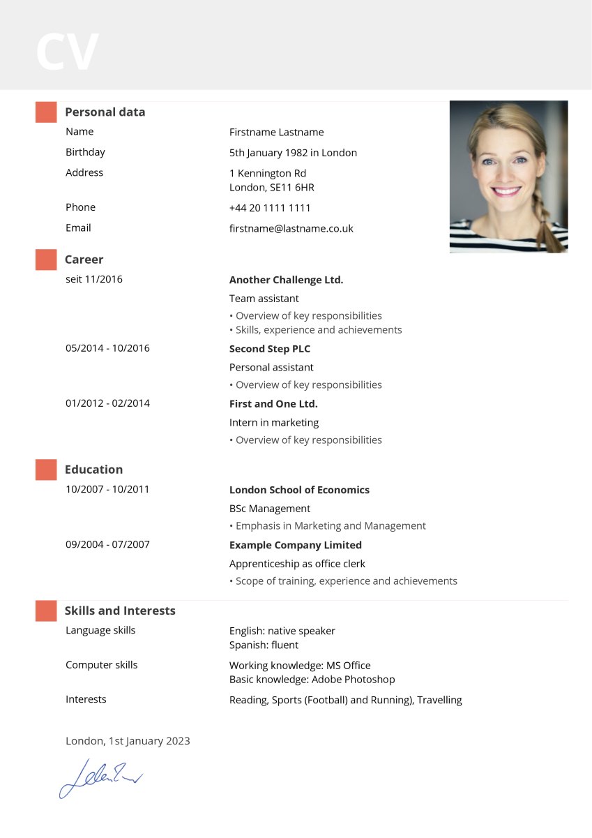 CV 2022 Example for CV 2022
