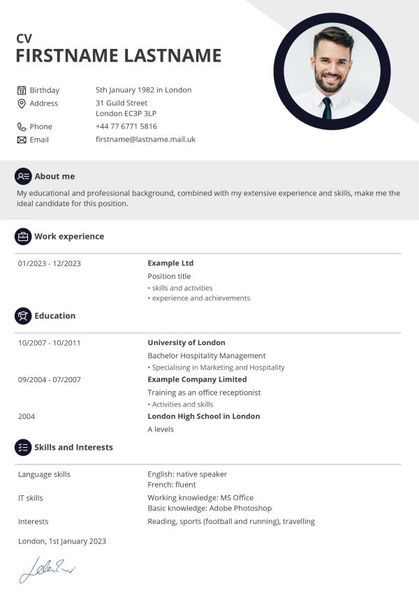 CV 2024 Example for CV 2024