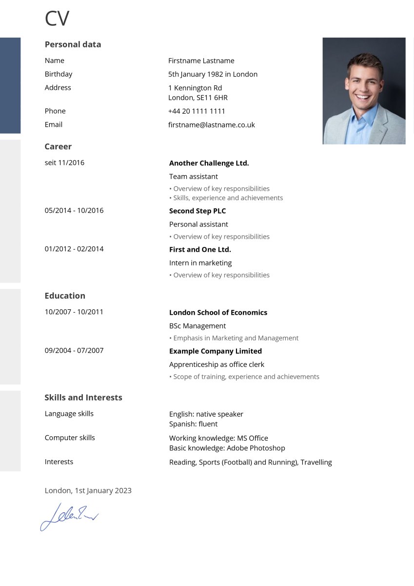 Elegant CV Example for Elegant CV