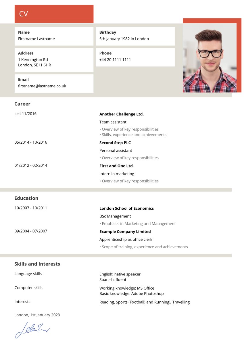 Stylish CV Example for Stylish CV